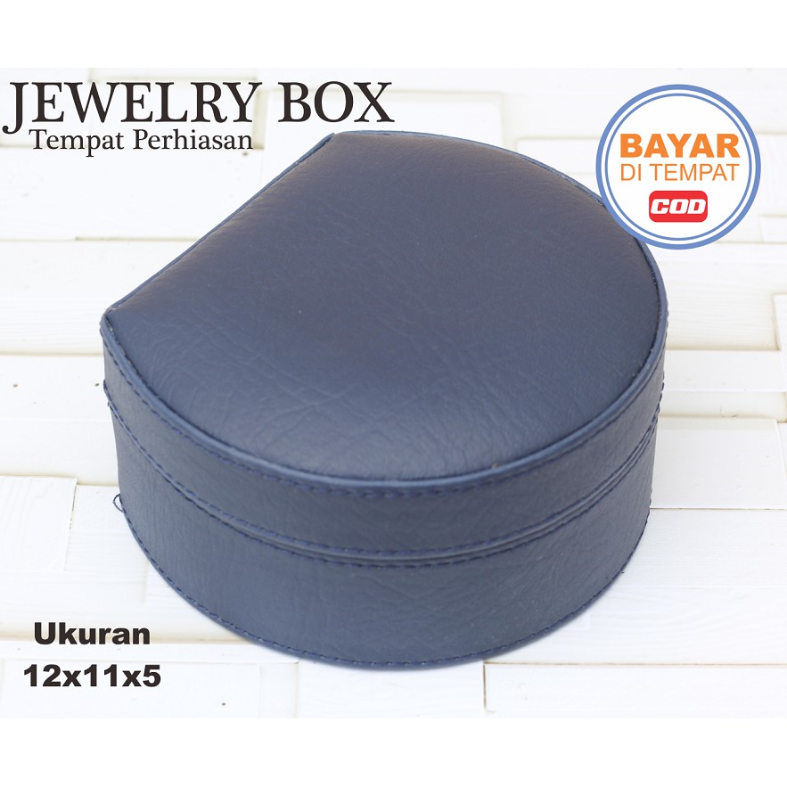 Jewelry Box, Kotak Tempat Perhiasan, Mini Simple Jewelry Box - Navy