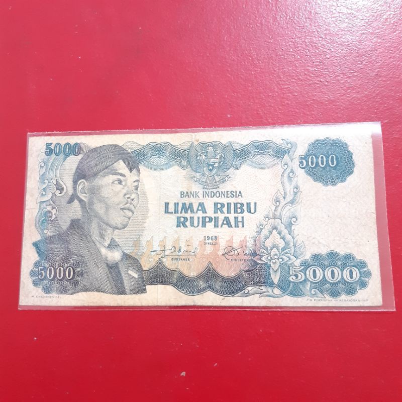 Uang Kertas Kuno 5000 Rupiah Sudirman Soedirman Tahun 1968