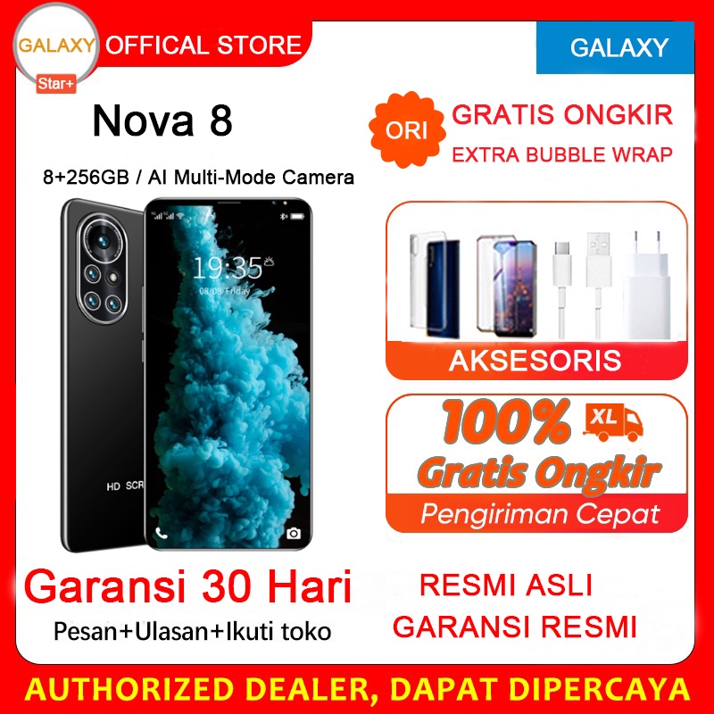 【COD+Pengiriman lokal】 Hp Murah Nova 8 5G 6.5Inci Ponsel Jaminan Kualitas RAM 8GB ROM 256GB Dual Card SIM Smartphone Android Ponsel baru original Handphone Murah Promo Cuci Gudang hp murah