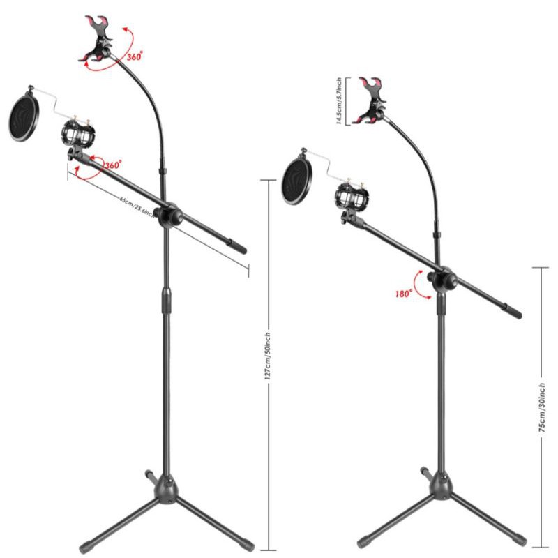 STAND MIC MIKROFON LANTAI BERDIRI KAKI TIGA WITH HOLDER HP STANDING MICROPHONE