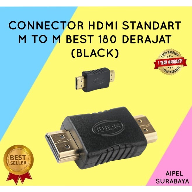 DERAJATMM | CONNECTOR HDTV STANDART MALE TO MALE BEST 180 DERAJAT (BLACK)