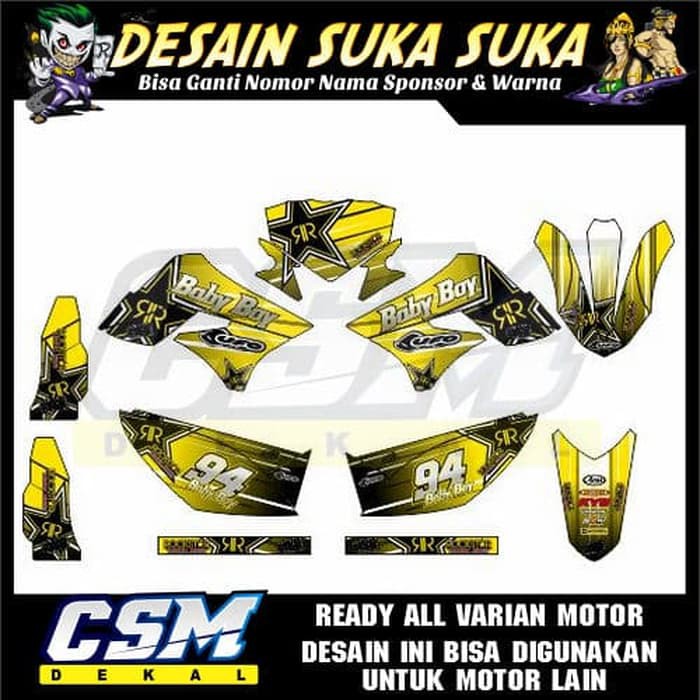 141 DEKAL DECAL MOTOR KLX 150 DTRACKER OLD L S STIKER STICKER STRIPING BODY KUNING UFO