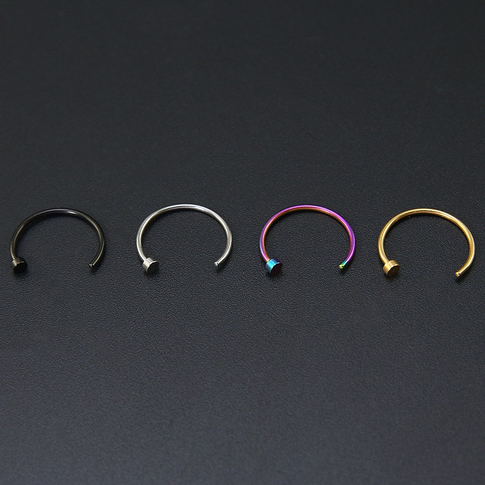 Cincin Tindik Hidung / Bibir / Tulang Rawan Bahan Stainless Steel Warna Emas