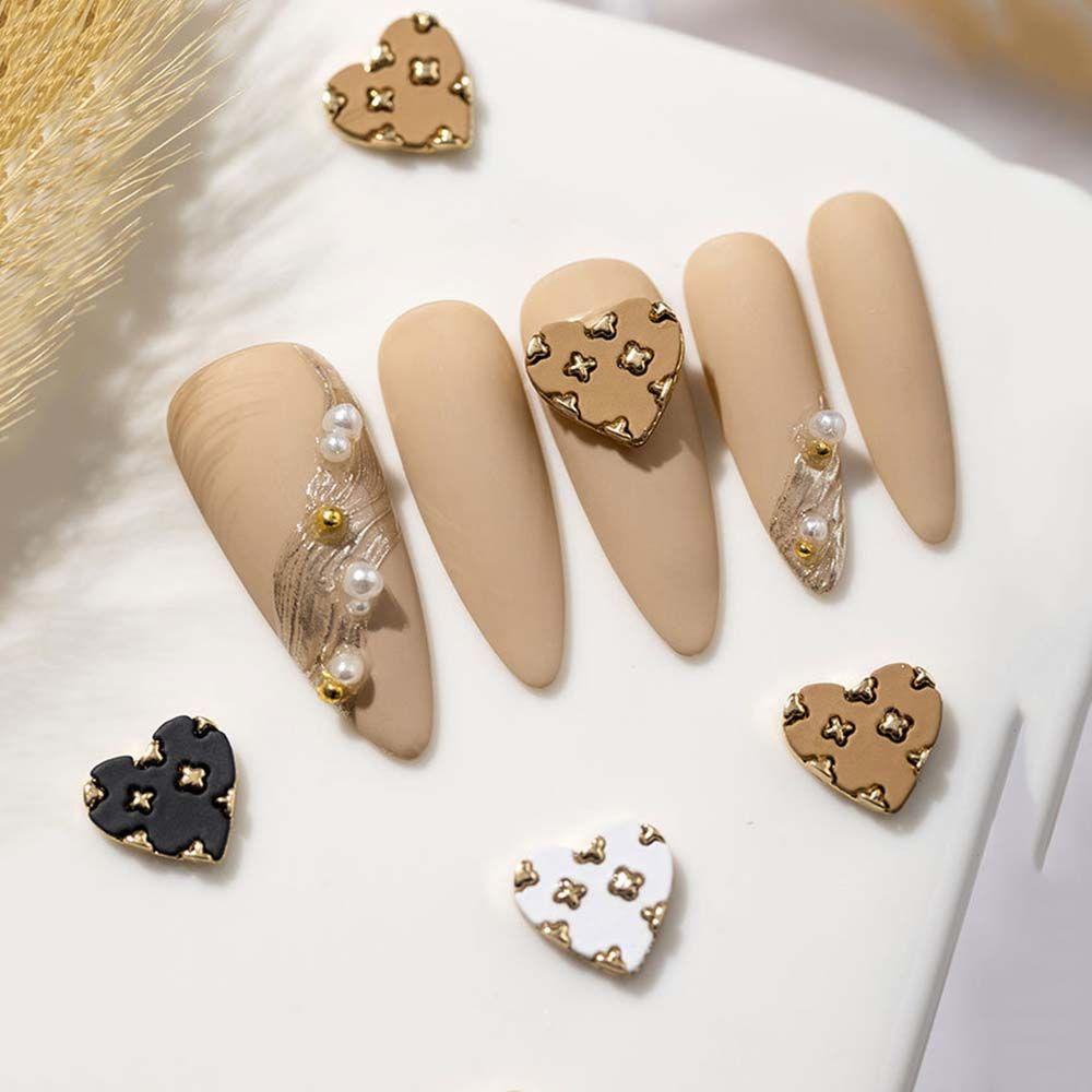 AUGUSTINA Agustin 3D Nail Art Perhiasan DIY Fashion Hati Cinta Manikur Kuku Bor Paduan Aksesoris Kuku