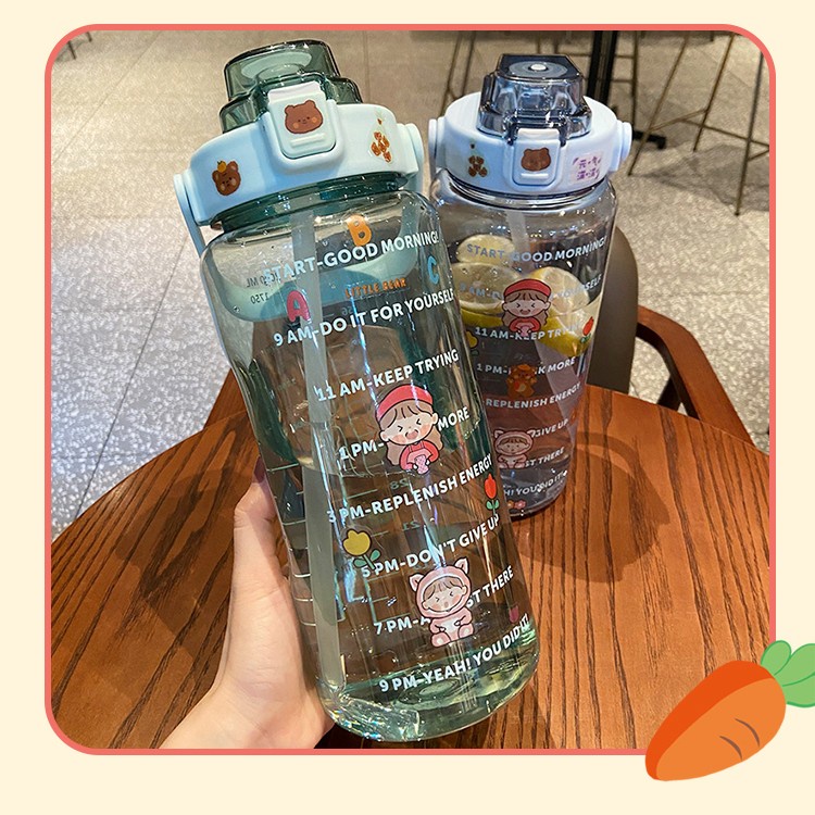 Botol Minum  2 liter MOTIVASI KOREA GRADASI / BENING BPA FREE (INCLUDE STIKER )