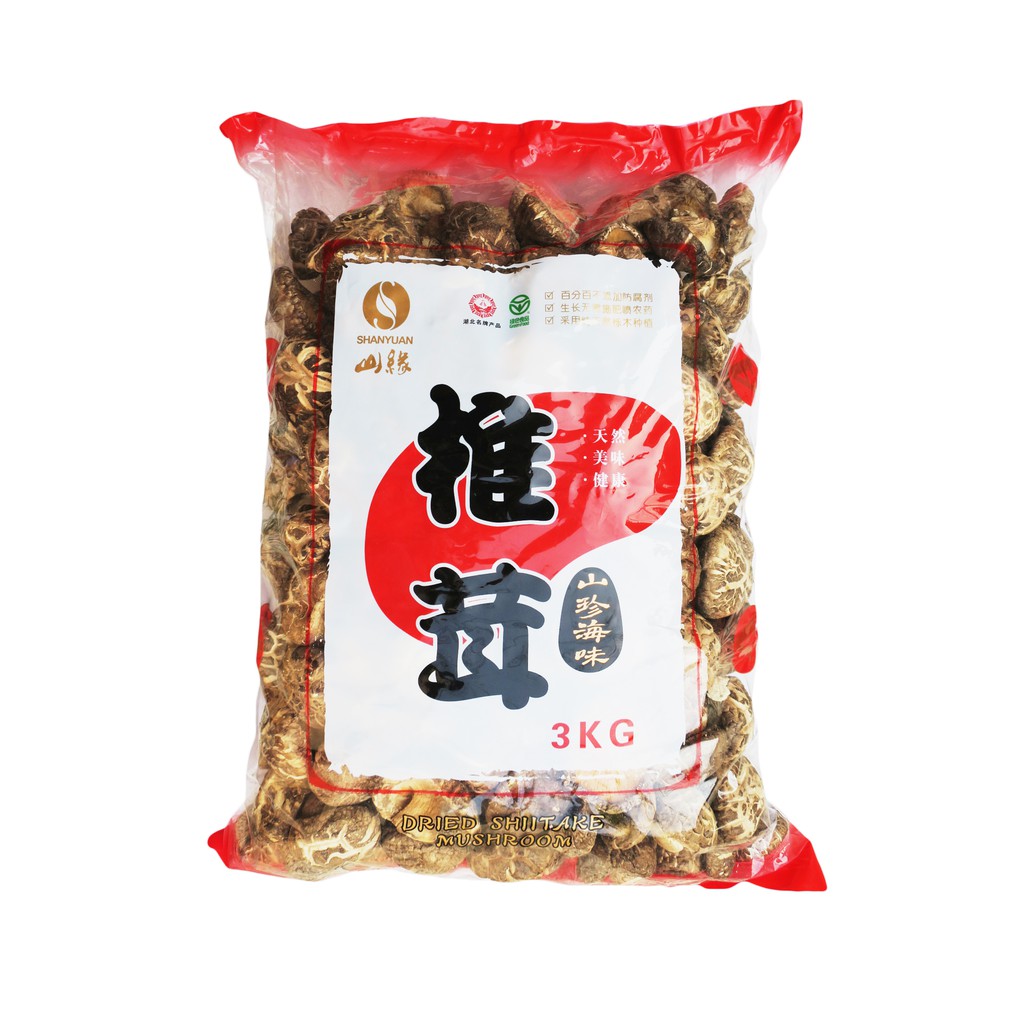 SHAN YUAN SAN YUAN DRIED MUSHROOM SHITAKE Jamur Kering Hioko LTF-6 (6 CM) (Tebal) (Jumbo) (3 KG)