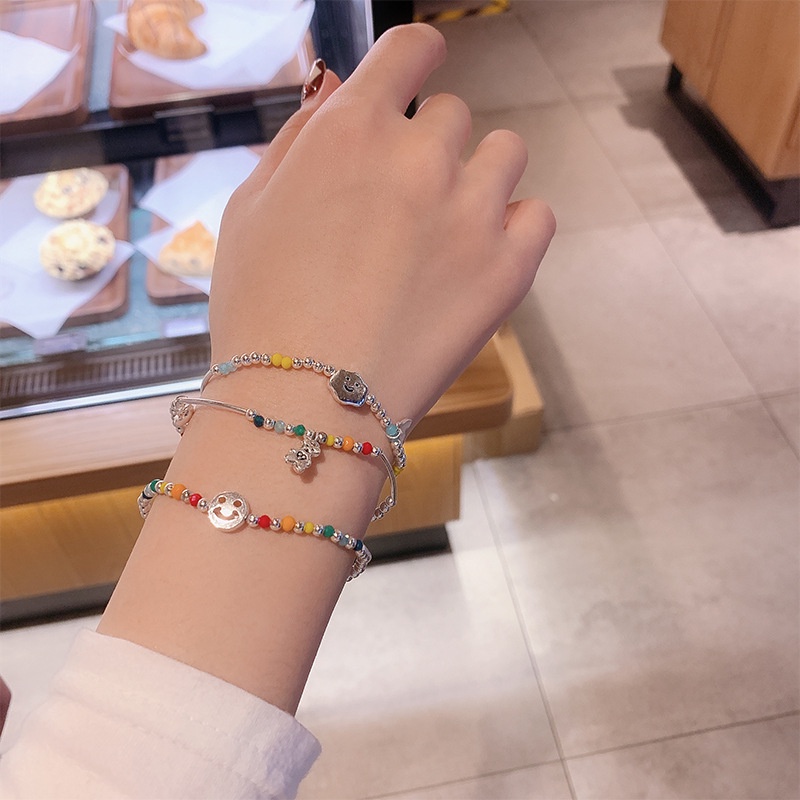 Gelang Desain Beruang Tersenyum Warna-Warni Gaya Harajuku Korea