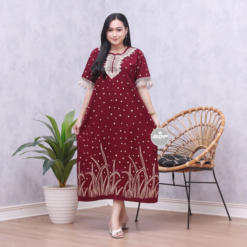 Dianputri - Daster Arab Zeema | Rayon Super Grade A | Resleting Depan Busui | Renda Milo Ori-MAROON