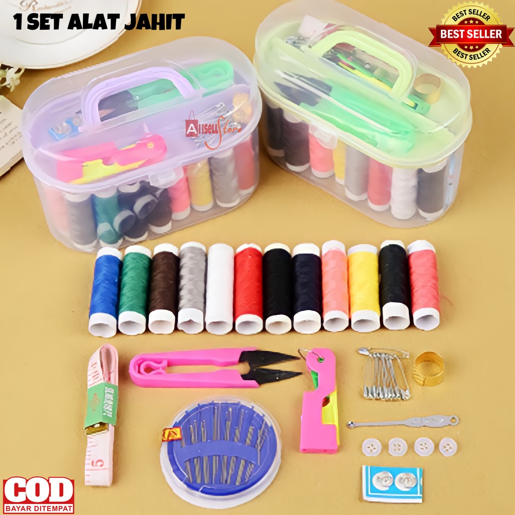 ( BISA COD ) PROMO ALAT JAHIT SATU SET KOTAK LENGKAP / SET ALAT JAHIT LENGKAP / PERLENGKAPAN JAHIT LENGKAP / PERALATAN MENJAHIT BAJU SEWING BOX BENANG JARUM KANCING PENITI KIT GUNTING /