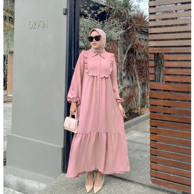 UNIZA DRESS - Gamis Kondangan Terbaru Trendy Wanita / Dress Premium Crinkle Airflow Busui Friendly