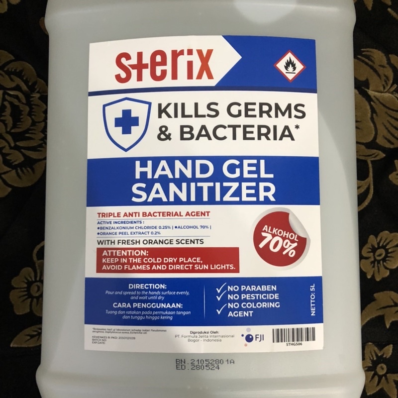 STERIX Hand Sanitizer Gel / Jel Refill 5 Liter bukan ANTIS 5L