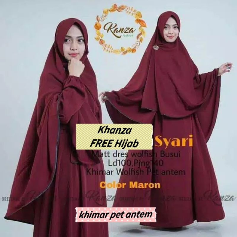 Baju Gamis Dress Pesta Kondangan Muslim Syari Busui Polos Wanita Ukuran  L XL XXL JUMBO KHANZA Plus 