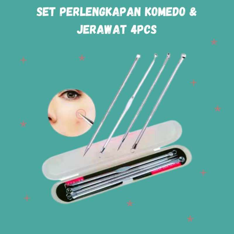 Set Alat Perawatan Wajah Pinset Komedo Jerawat 4 Pcs