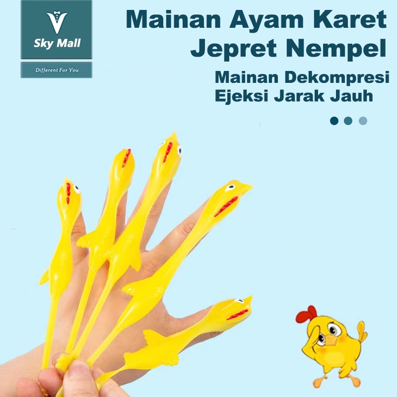 【WZ007】Sky Mall Mainan Ayam Karet Jepret Nempel Dinding Ketapel Ayam Karet Terbang