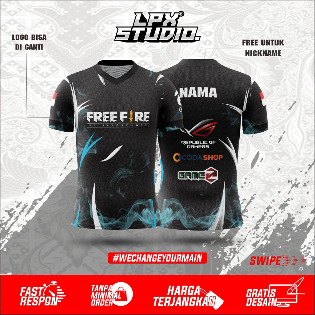 Jersey Baju Kaos FREEFIRE Custom Free desain bebas