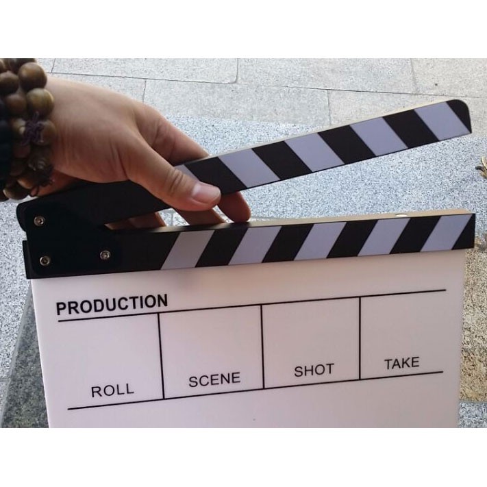 Profesional Clapper Board Cinema / Movie Slate / Acrylic Dry Erase Director - White