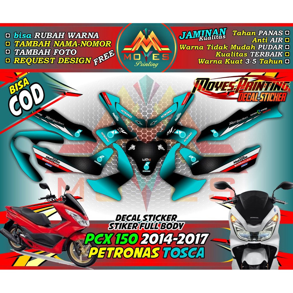 decal stiker Honda PCX 150 stiker decal motor PCX 150 motif petronas