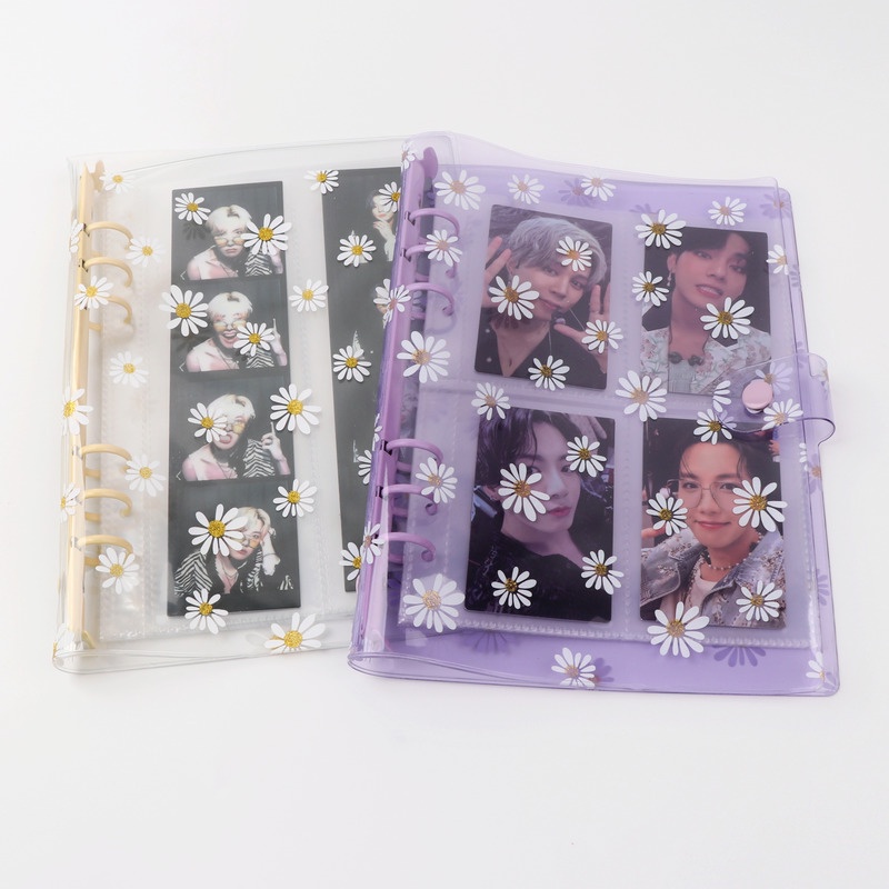 A5 A6 Daisy Transparent Jelly Purple Binder Album 6 Holes Photo Album Photocard Lomo Card Album Cover DIY journal Notebook