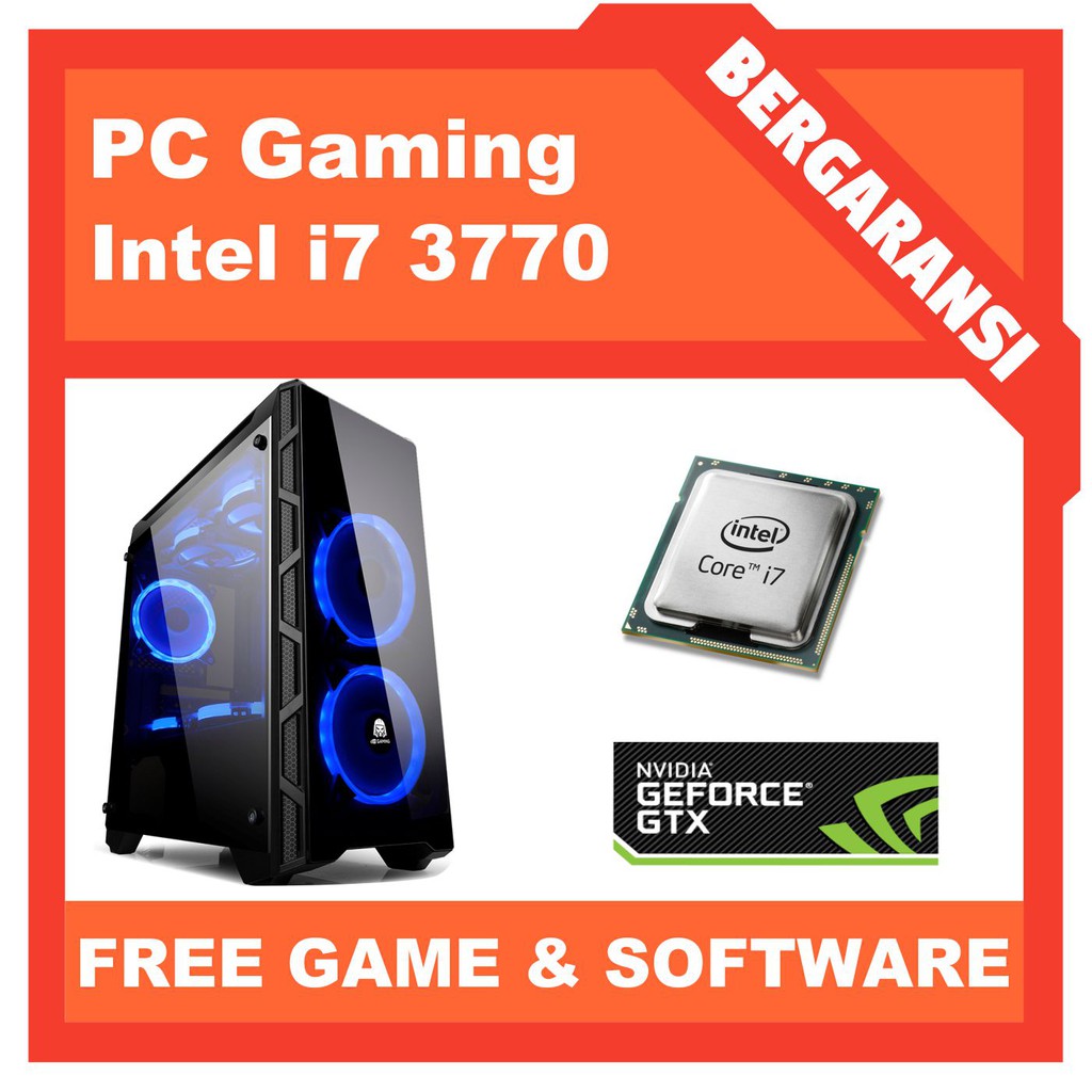 PC Rakitan Gaming Intel i7 3770 GTX 1650 4gb ddr5 RAM 16GB HDD 2TB