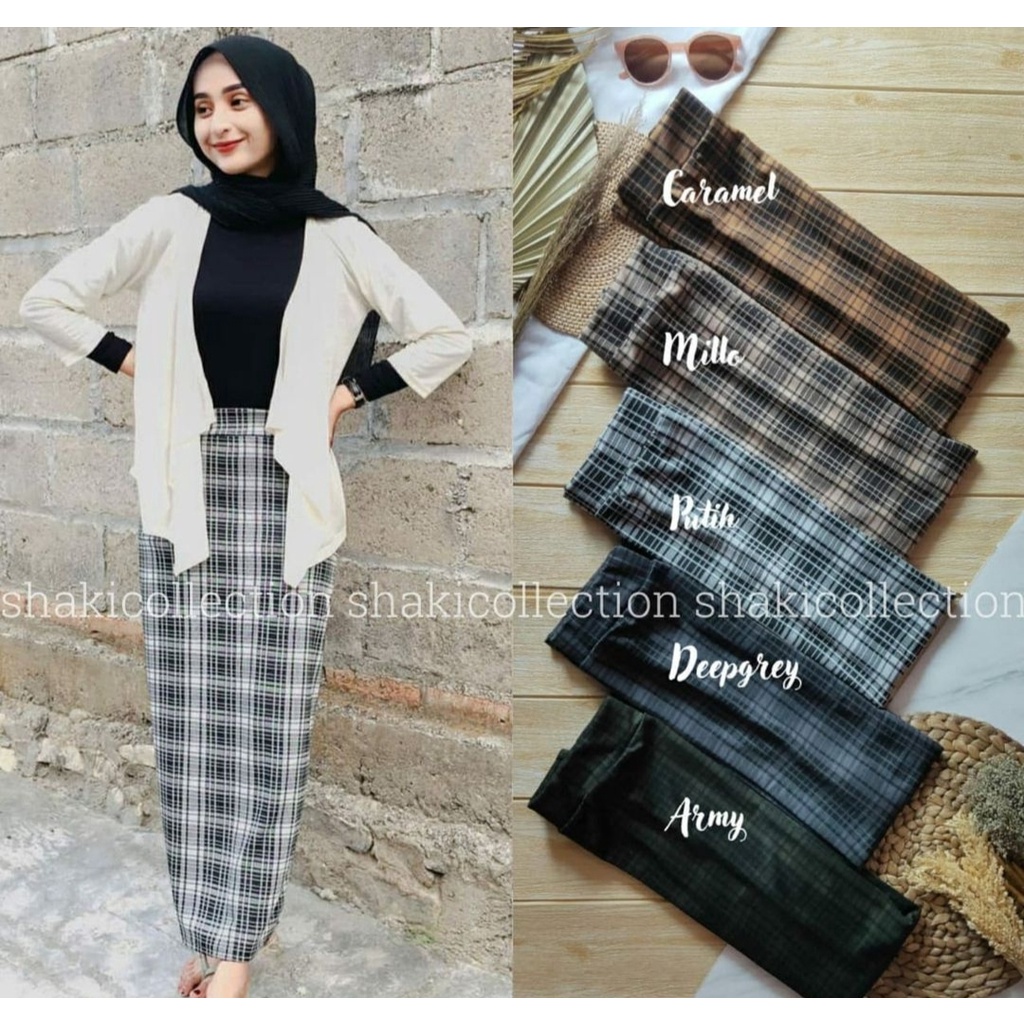 Rok Tartan Span Panjang Korean Skirt / Rok Span Kotak Kotak / Rok Korean Style kekinian Best Seller Terbaru