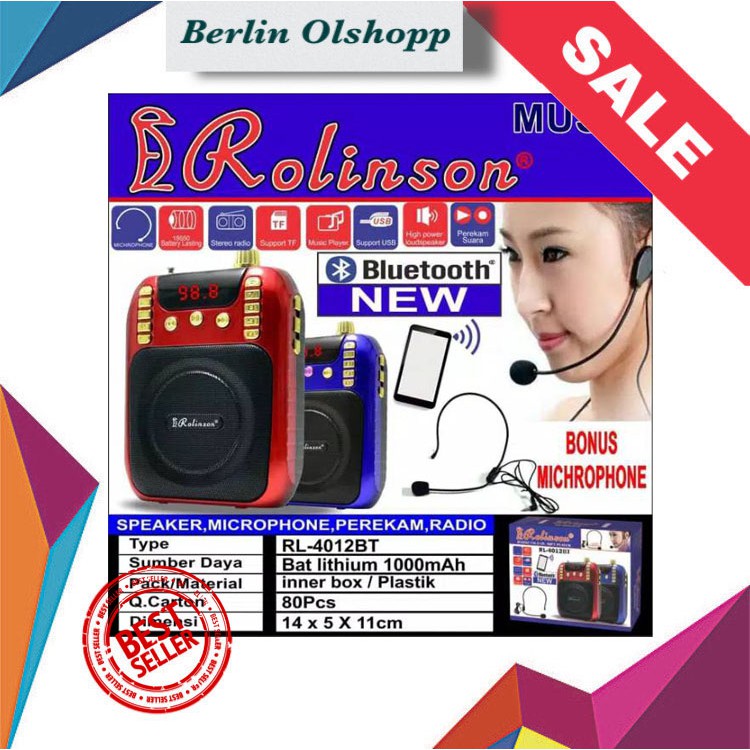 FREE MIC BANDO !!!Speaker Portabel Bluetooth Pinggang Rolinson RL 4049 SERI 4012 BT