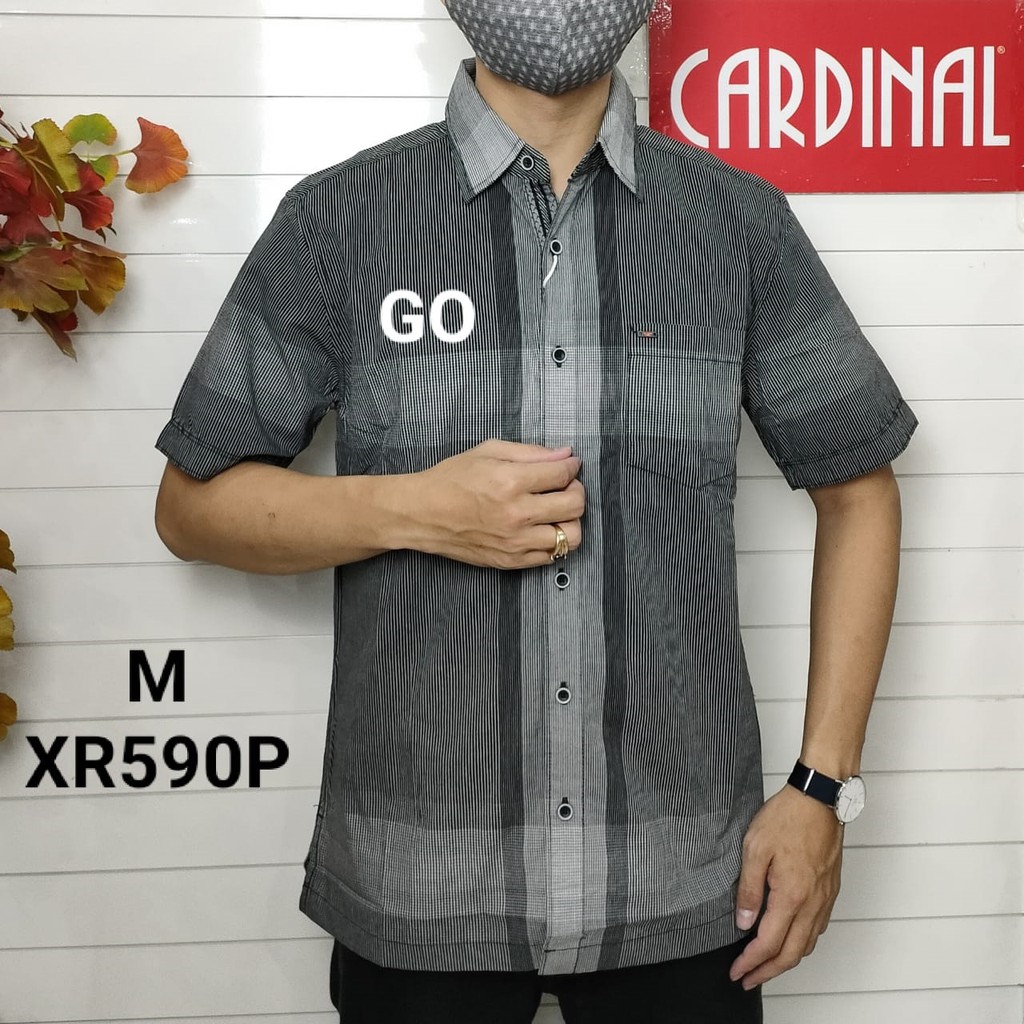 gof M CARDINAL KEMEJA CASUAL Pakaian Atasan Pria Kemeja Reguler Hem Casual Santai Lengan Pendek