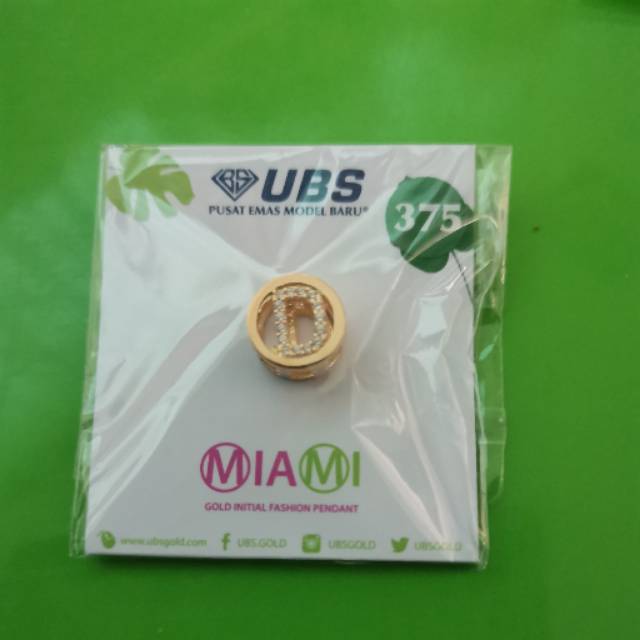 Charm mainan gelang MIAMI kadar 375 huruf D UBS