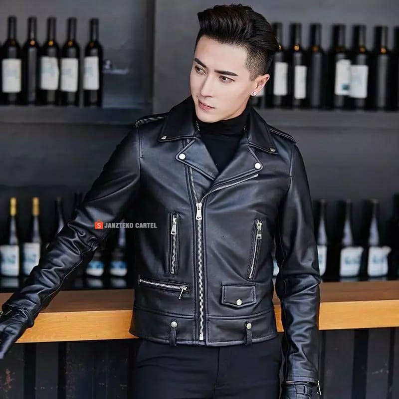 JNK x ICARDI - Jaket Pria Leather Premium Original Branded Bahan Semi Kulit Sintetis Viena Cowok Laki Laki Remaja Dewasa Anak Muda Kekinian Terbaru 2021 Import Distro Jacket Mens Style Biker Long Sleeve Zipper Slim Fit Waterproof Slim Fit Motor Touring