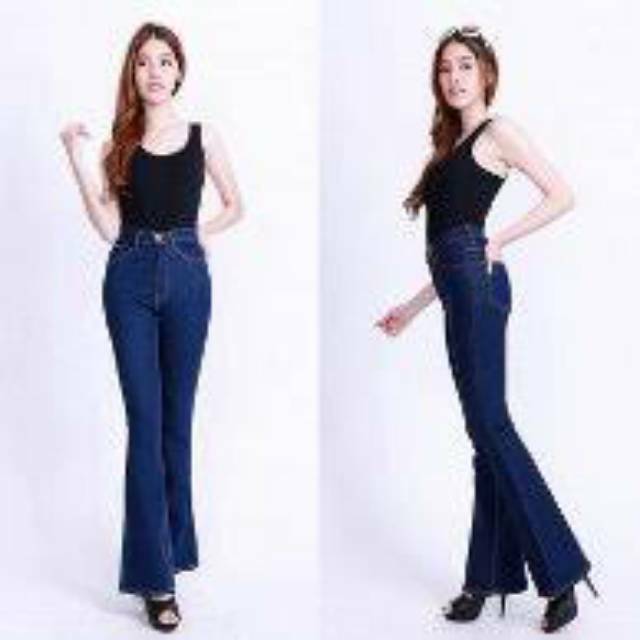 Celana jeans cutbray biru navy