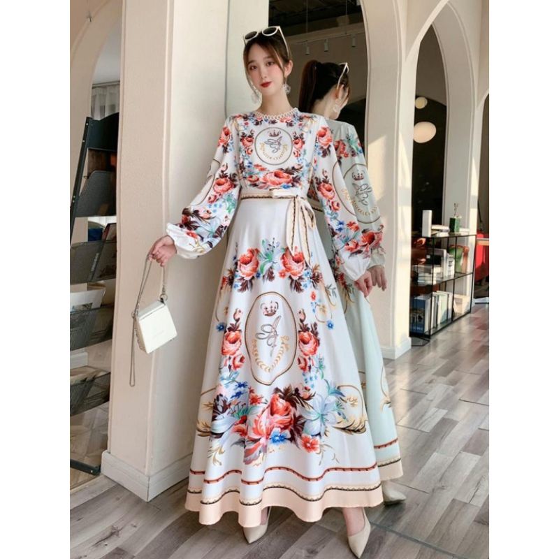 Dinar -Gamis Dress ORI BKK Bangkok Kekinian Murah Motif Terbaru Sale Lebaran 2022 Import Katun Silk