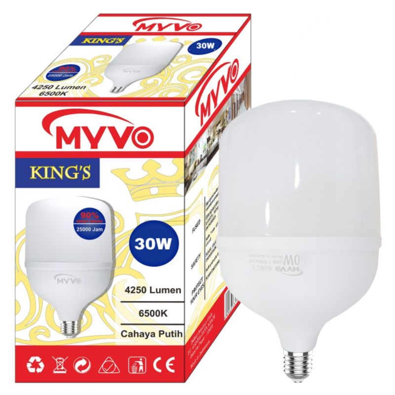 Myvo Kings Bohlam Lampu LED 30 Watt Cool White