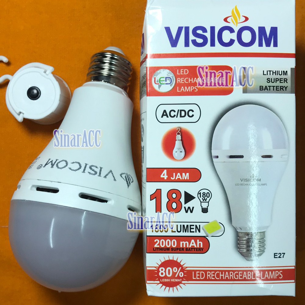 Lampu bulb emergency baterai VISICOM 18w sentuh nyala lampu magic