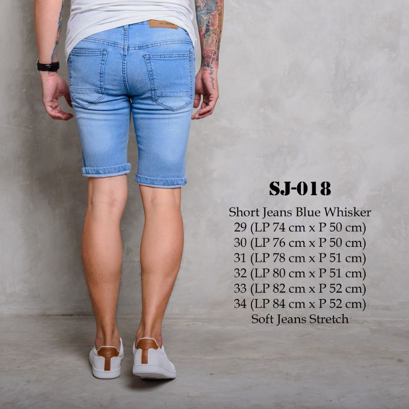 Celana jeans pria pendek sobek wisker premium distro