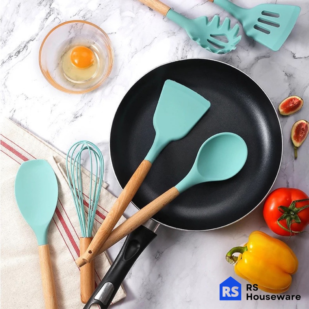 [RS] CHEN  Nilon Spatula  Nylon Sodet Alat Masak Anti Lengket Set 12 Spatula Steak Clip Oil Brush Kitchen Cooking-2