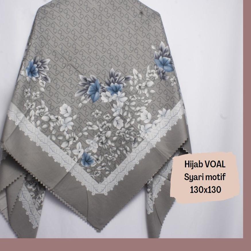 NFG♕ jilbab segi empat jumbo motif ukuran 130x130 umamascarf bahan voal ter kerudung hijab syari Pal