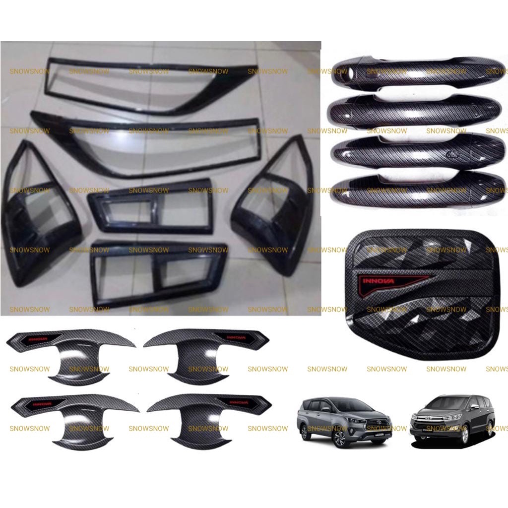 Paket Garnish Depan Belakang Outer Handle Tank Cover Innova 2016 2022 UP GR SPORT Carbon