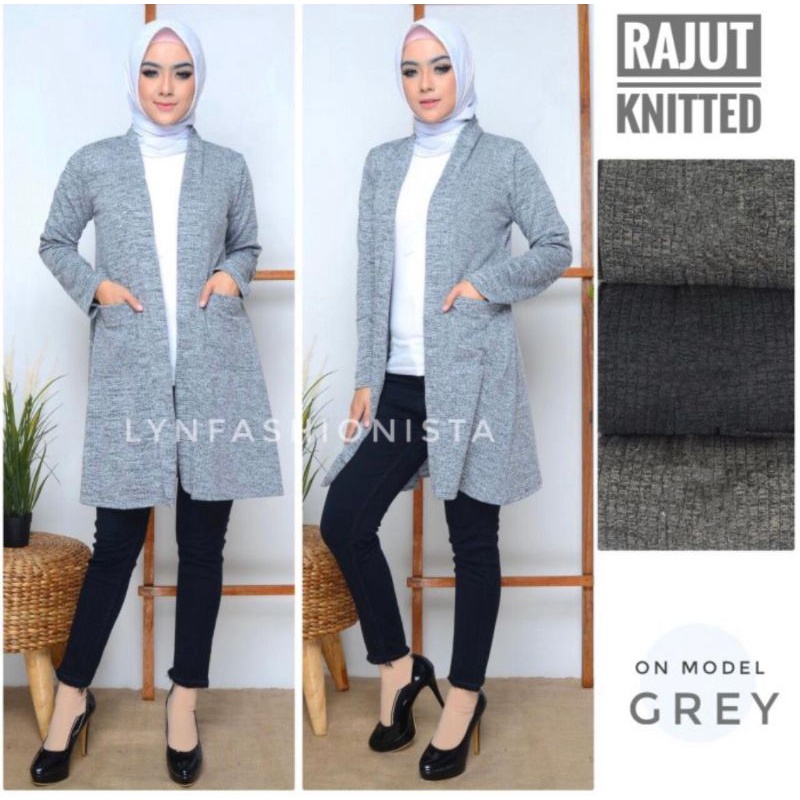 LYNFASHIONISTA-KARDIGAN WANITA MUSLIM RAJUT KANTONG CASUAL/KAMILA