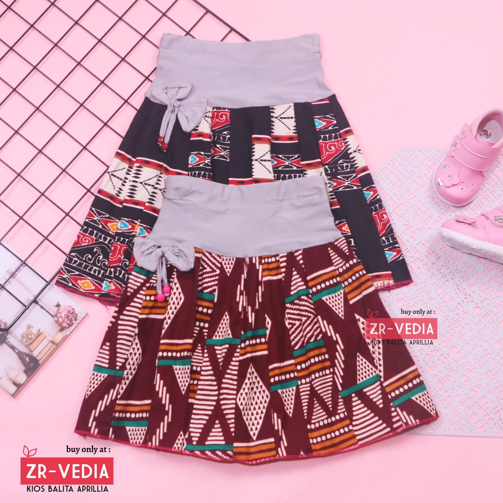 Rok Batik Anak uk. 3-4 Tahun / Skirt Pendek Anak Perempuan Murah Motif Etnik Kaos Lucu Grosir Adem