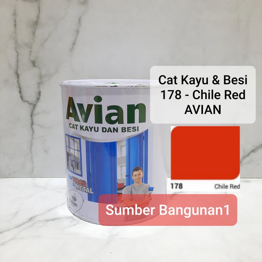 Cat kayu Besi 178 Chile Red AVIAN 1kg merah cat minyak