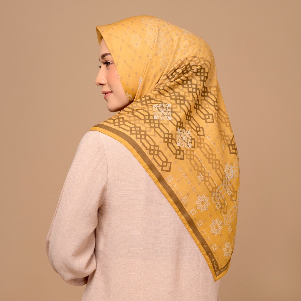 Diario - Kerudung Segi Empat Printing Collection-Grn mustard