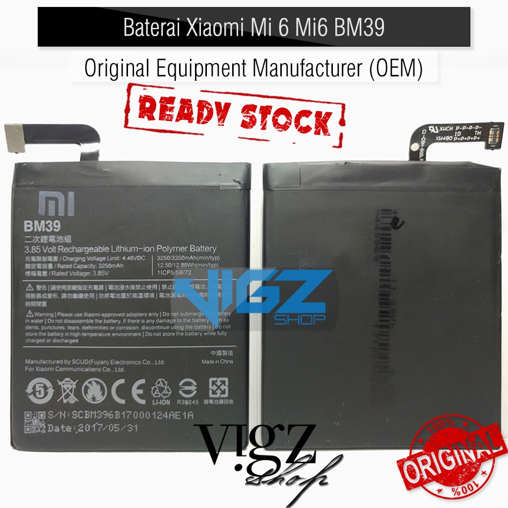 Baterai Xiaomi Mi 6 Mi6 BM39 Original Equipment Manufacturer (OEM)