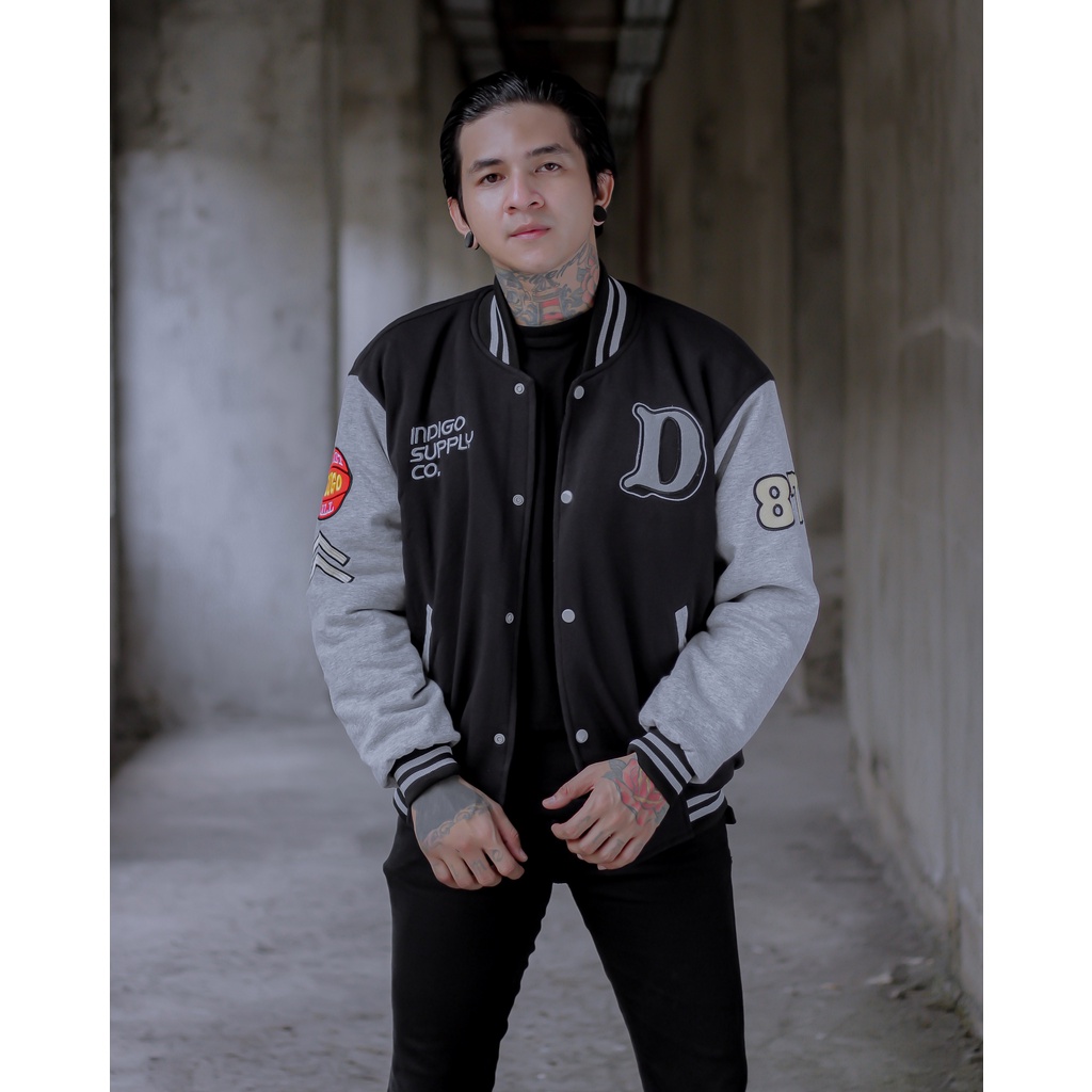 JAKET PRIA - JAKET BASEBALL VARSITY - VARSITY JACKET - JAKET VARSITY INDIGO 87/99 - JAKET BOMBER BASEBALL SUKAJAN VARSITY