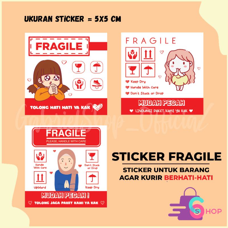 

STICKER FRAGILE || STIKER FRAGILE CUTE || FRAGILE LUCU