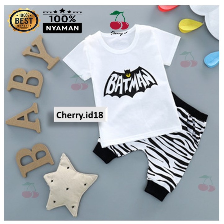 Cherry COD Setelan Baju Anak Batman Import / Pakaian Anak Cowok Motif Batman - SB11