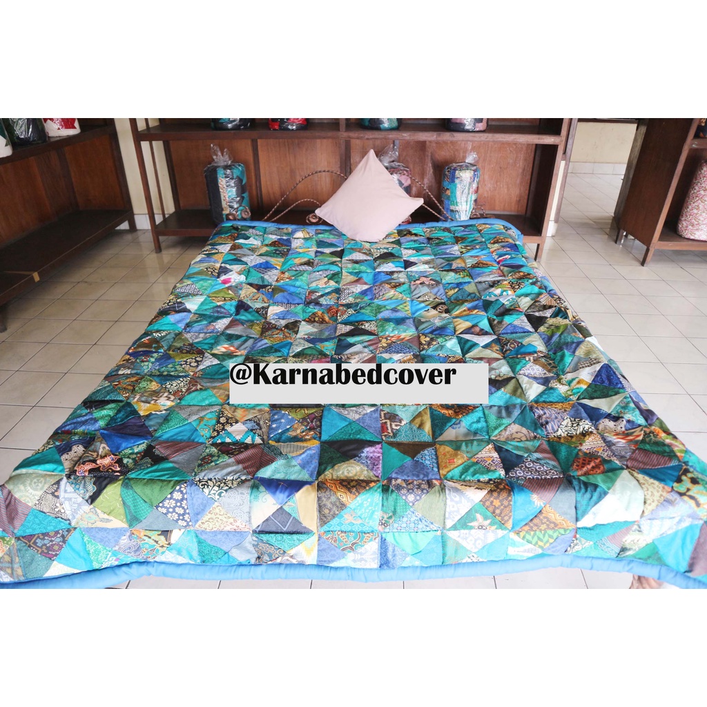 SELIMUT BALI BATIK Bedcover Batik Bali  Uk Medium 200 x 240 Batik Bali biru/ TEBAL KATUN HALUS ANTI 
