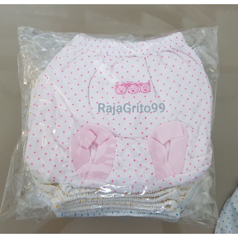 Celana Kacamata Tabur Polkadot Panda Tempel isi 1 Lusin / Celana Pendek Pop Bayi Polkadot Newborn 12 PCS