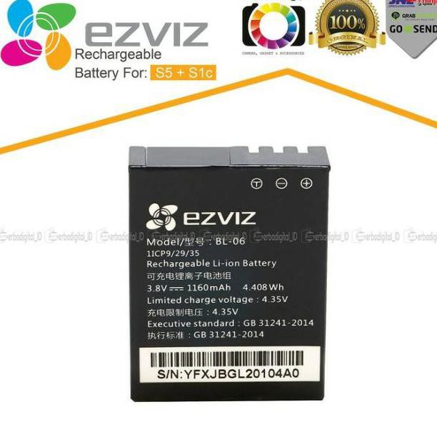 [[BISA COD]] EZVIZ BL-06 Battery/Baterai Original For Action Camera S1c/S5 SPECIAL Kode 661