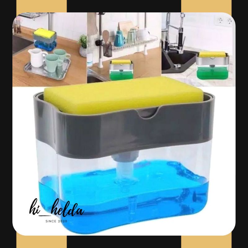 Dispenser Sabun Cuci Piring Free Sponge | Tempat Sabun Busa Spons Peralatan Dapur
