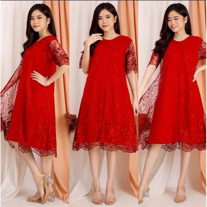 DRESS TILE CANTIK / DRESS PESTA TERBARU/ Dres Meiwa - 17/ DRES CNY 2022 / NEW YEAR DRESS / XMAS DRESS/ TILE BRUKAT TERBARU