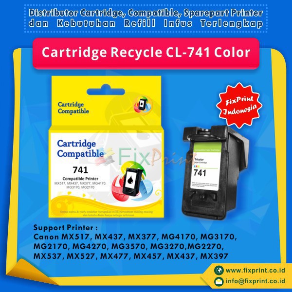 Cartridge Tinta Recycle Canon CL741 CL 741 Color Printer MG2170 MG2270 MG3170 MG3270 MG3570 MX477